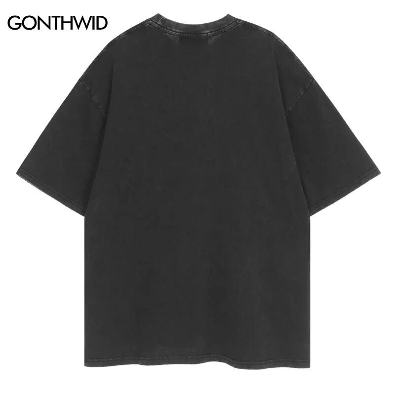 Oversized Tee Shirts Streetwear Hip Hop Letter Print Punk Rock Gothic Cotton Tshirt 2023 Men Harajuku Summer Casual T-Shirt Top