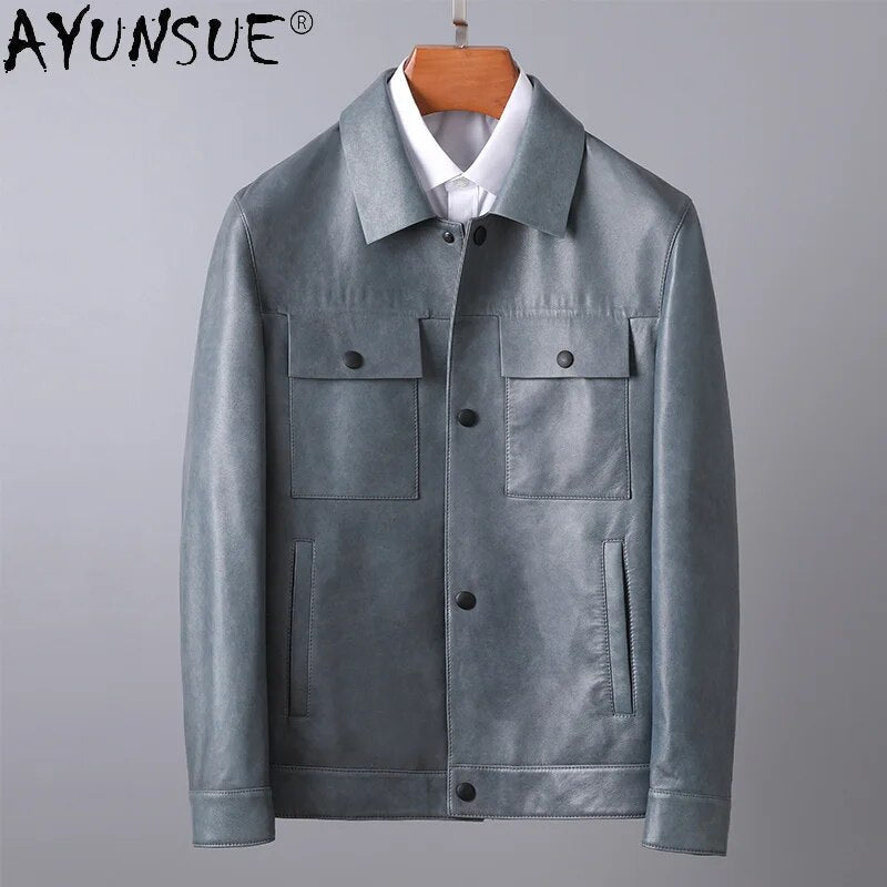 2024 Men Clothing Autumn Men's Jackets Sheepskin Genuine Leather Jacket Mens Clothes 5XL 6XL Ultra-thin Coat Ropa LXR465