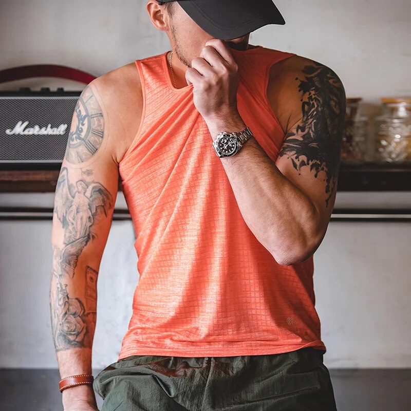 Maden Breathable Cool Workout Tank Tops for Men Gym Muscle Undershirts Bodybuilding Sleeveless T Shirt Plain Sportswear Tee