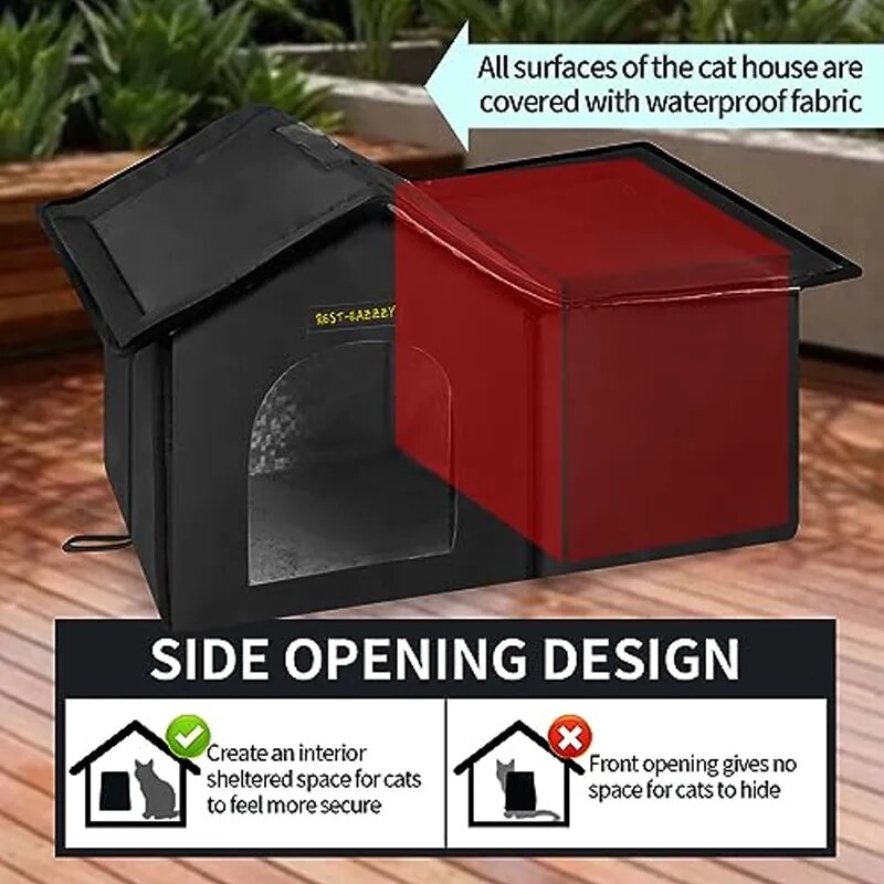 Furrybaby Cat Houses Winter Warm Cat Bed Sleep House Weatherproof Insulated Feral Houses for Outdoor Cats, Easy to Put Together