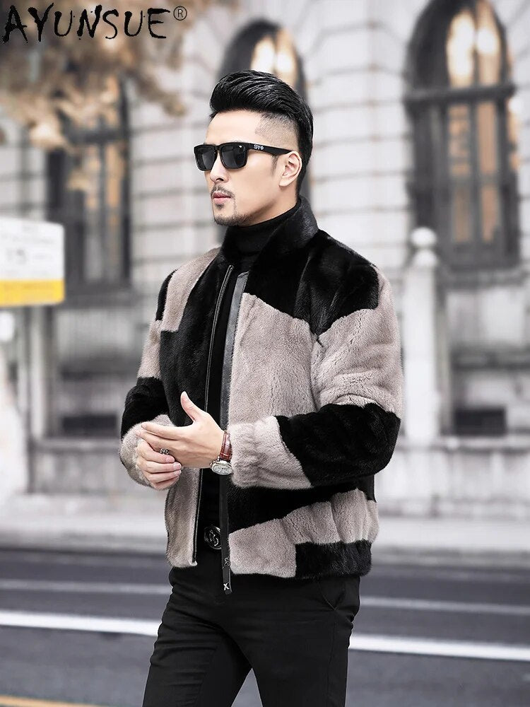 Men Jacket Thick 2024 Men's Clothing Winter Mens Jackets Velvet Real Mink Coat Short Male Clothes Ropa Hombre LXR413