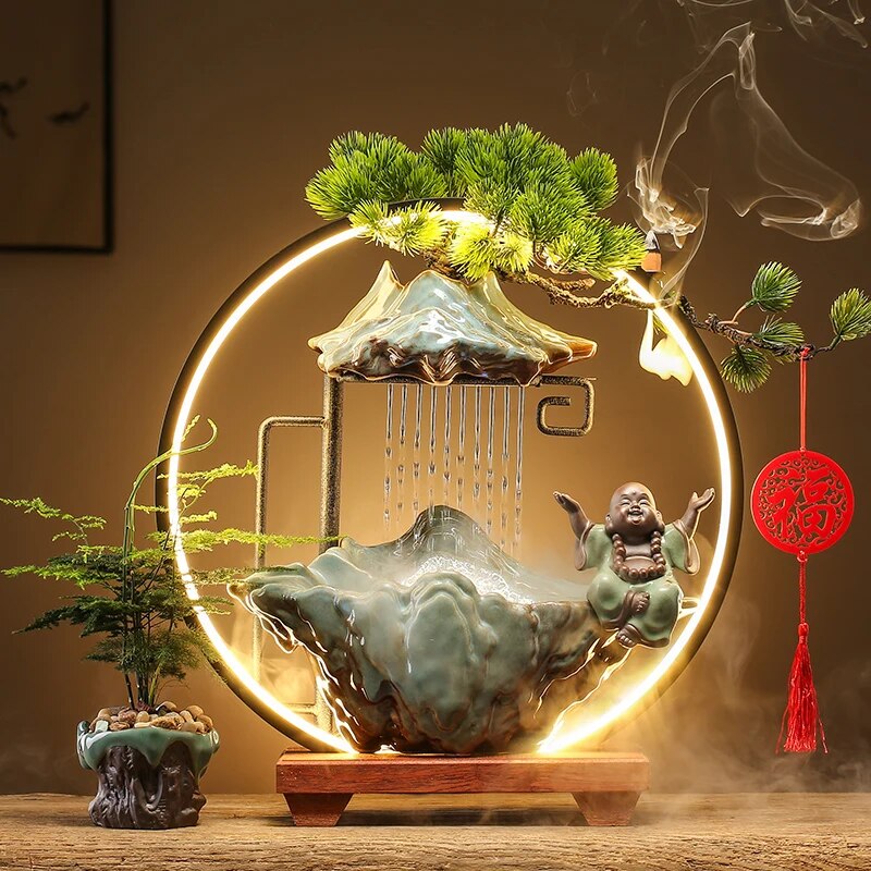 Ramadan Houses Portable Censer Chinese Gift Ceramic Puff Smoke Indoor Aroma Lamp Kit Quemador De Incienso Home Decoration Luxury