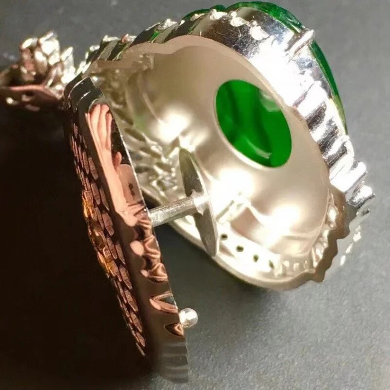 Jade Collection 18K Gold Diamond High Ice Green Buddha Pendant