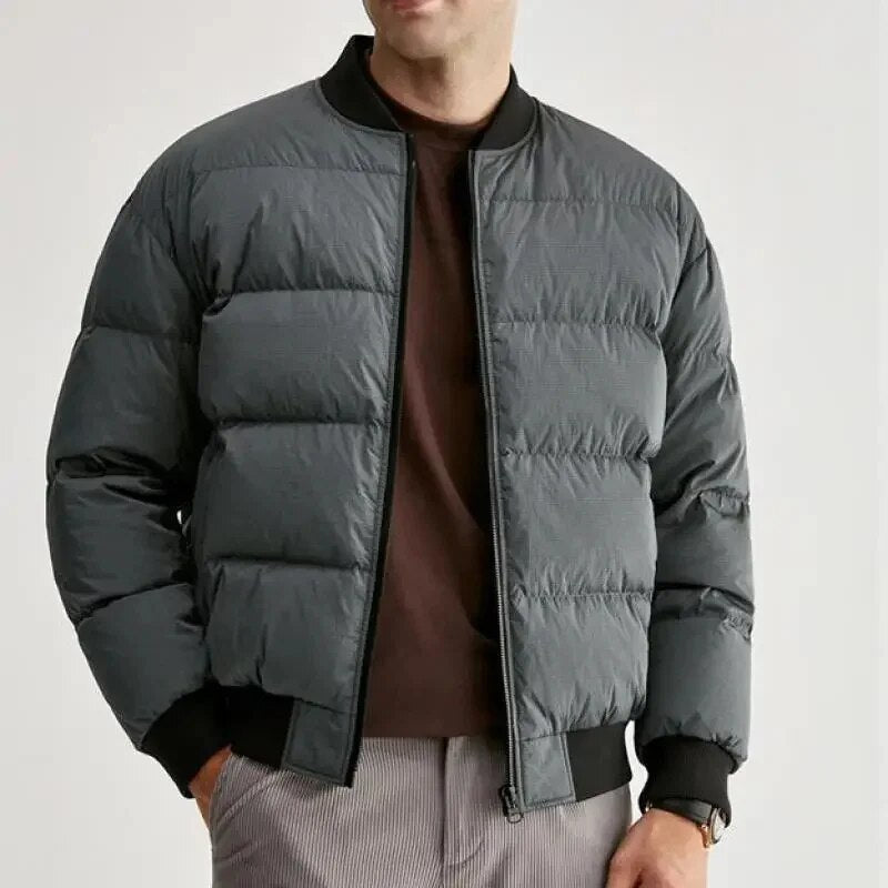 Minglu Down Male Jackets Luxury Autumn Winter Baseball Collar Plaids Men's Coats Fashion Slim Fit Casual Man 3XL