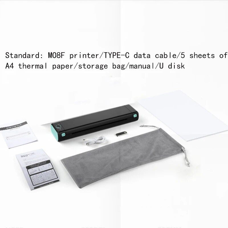 NEW M08F A4 Portable Thermal Printer,Supports 8.26"x11.69" A4 Thermal Paper,Wireless Mobile Travel Printers for Car & Office