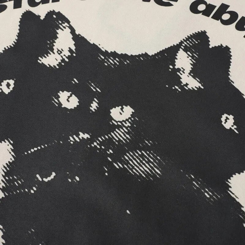 Men Hip Hop T-Shirt Y2K Streetwear Cat Print Punk Gothic Tshirt Harajuku Casual Loose Cotton Tee Shirts Summer Short Sleeve Tops
