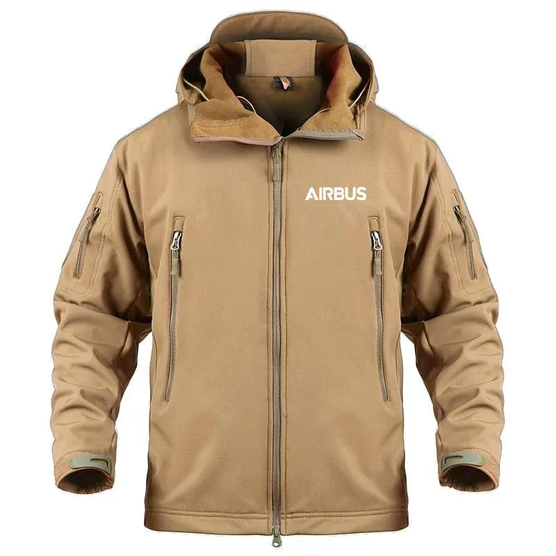 2022 New Autumn Winter Fleece Warm Multiple Pockets Airbus Zipper Hooded Man Coat Jacket Military Outdoor SoftShell Men Jackets - KAISERINC