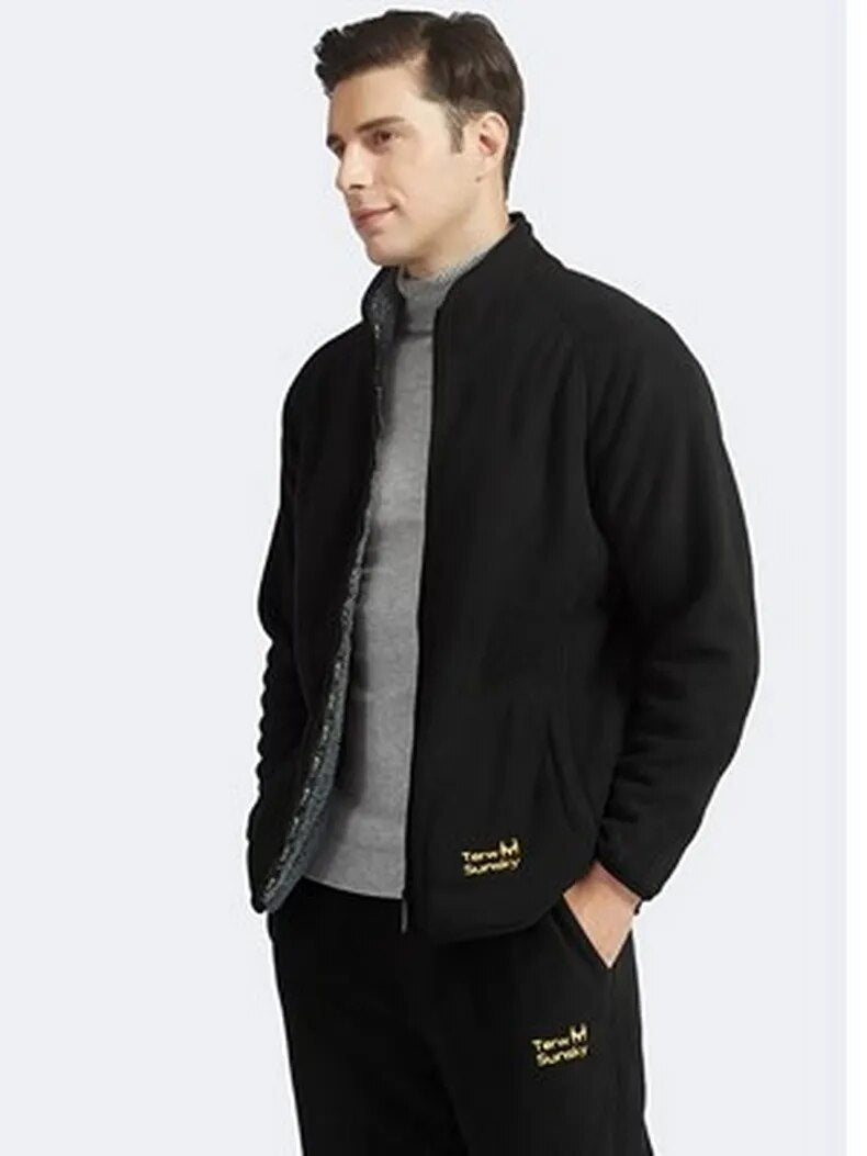 Outdoor cold resistance on both sides polar fleece pullover men's thickening and wool cardigan coat Jackets - KAISERINC