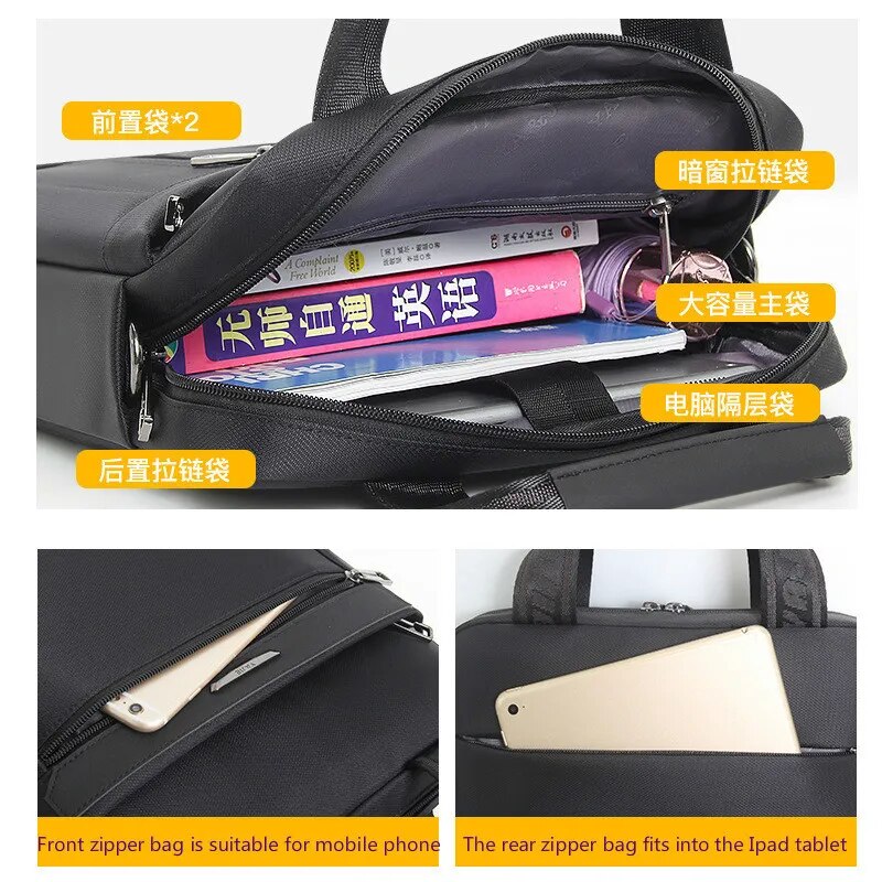 Men Small Briefcase Vertical Document Pack Men's Single Shoulder 12-inch IPAD Bag Male Waterproof Nylon Messenger Bag Sac Homme