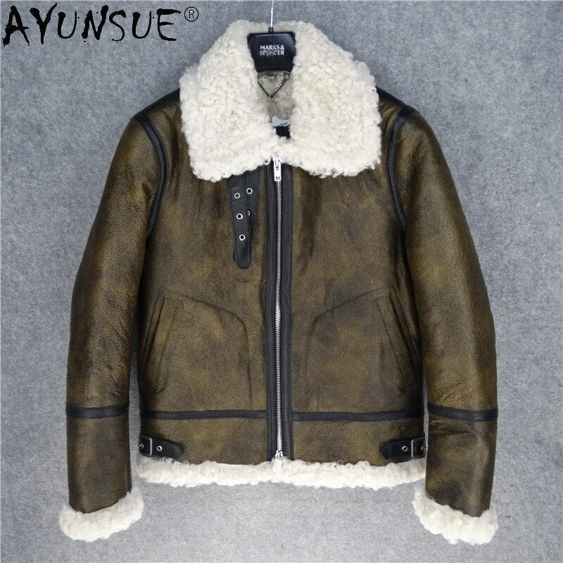 Cowhide Genuine Leather Jacket Men Clothing Shearling Coat Winter Men's Jackets Thick Mens Clothes Ropa De Hombre LXR500
