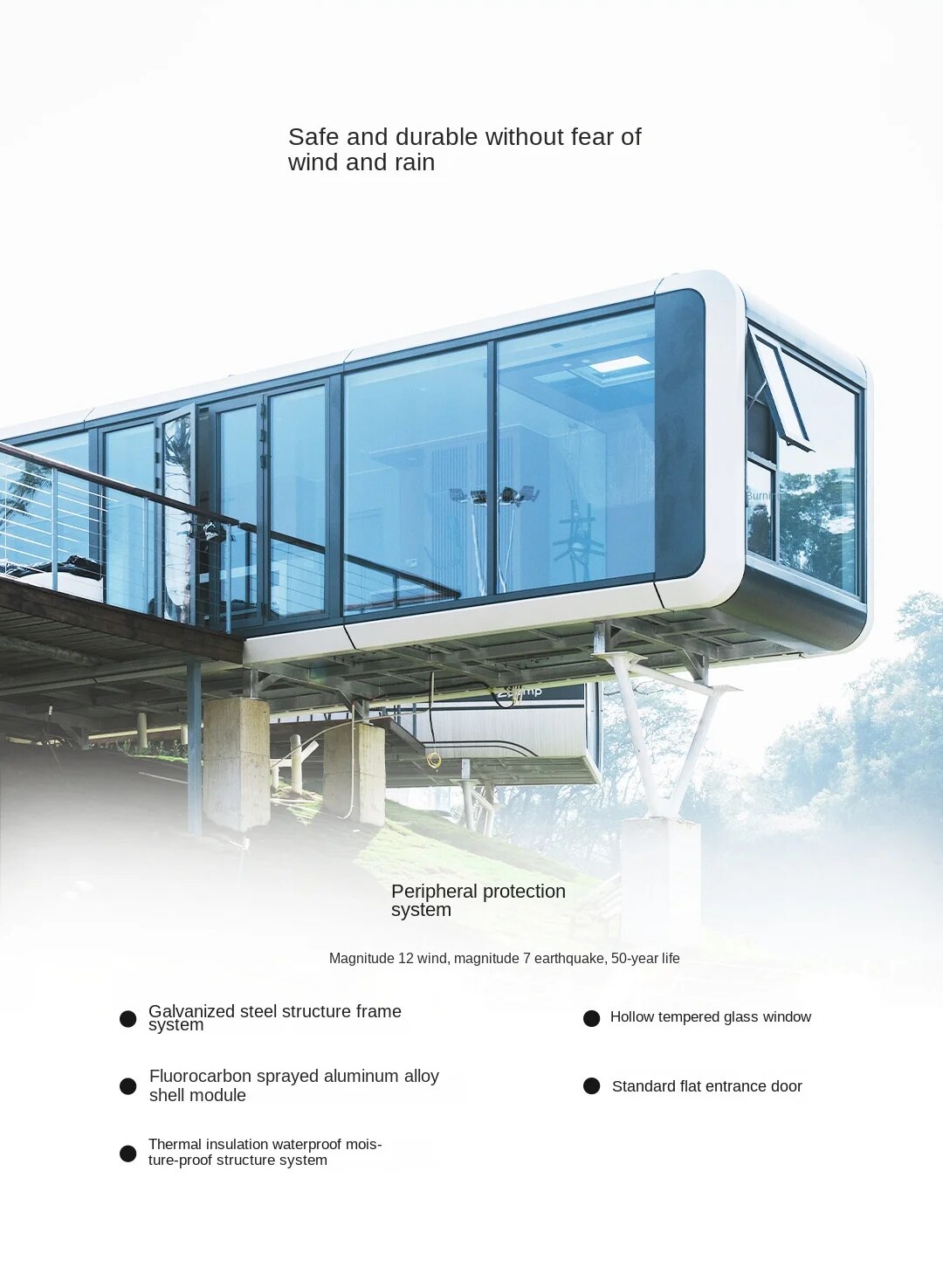 A5 Camp Space Capsule Prefabricated House Glass Room Homestay Hotel Outdoor Camping Viewing Room