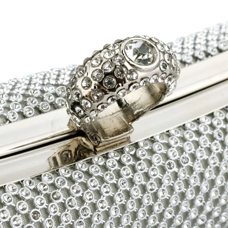 Ladies Evening Party Clutch Bag Evening Clutch Handbag Chain Women Wallet Purse for Cellphone Lipstick Wedding Clutch Silver
