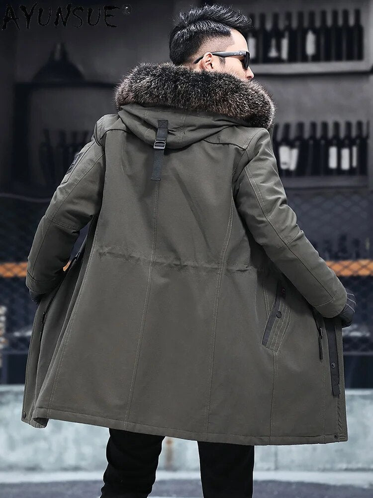 Winter Jacket Men 2024 Men's Clothing Real Whole Mink Fur Coat 5XL Thick Clothes Hooded Parkas Chaqueta Hombre LXR530