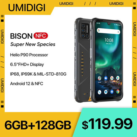 UMIDIGI BISON NFC IP68/IP69K Waterproof Rugged Mobile Phone 6GB 8GB 128GB  48MP Matrix Quad Camera 6.3" FHD+ Display Smartphone