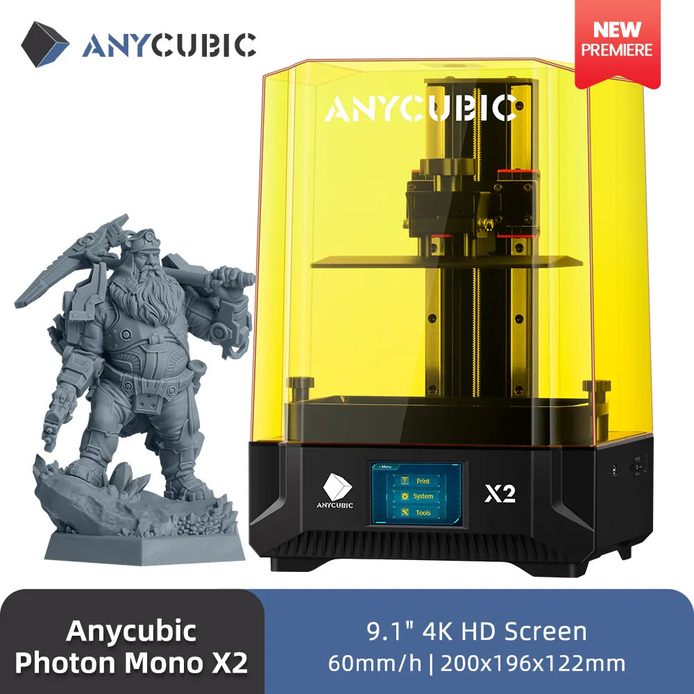 ANYCUBIC Photon Mono X2 3D Printer 9.1 inch 4K Monochrome LCD UV Resin Printers 3D Printing 60mm/h High Speed SLA 3D Printer
