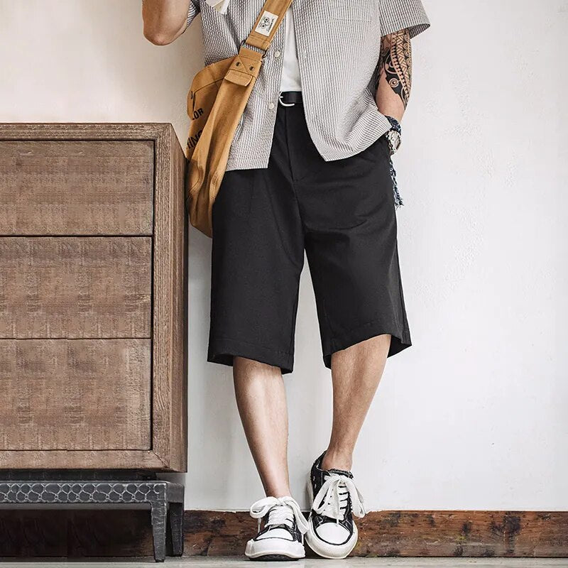 Maden Workwear American Casual Shorts Drop Loose Straight Fit Versatile 5-point Suit Pants for Men's Sport Gym Summer