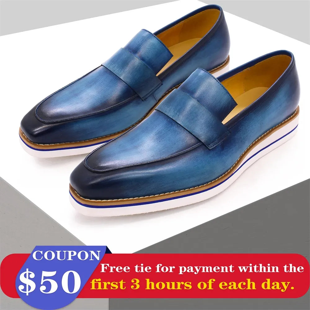 High Quality Leather Casual Shoes Flat Light Comfortable Men's Shoes Pointed Toe Handmade Loafers Office Banquet Men's Shoes