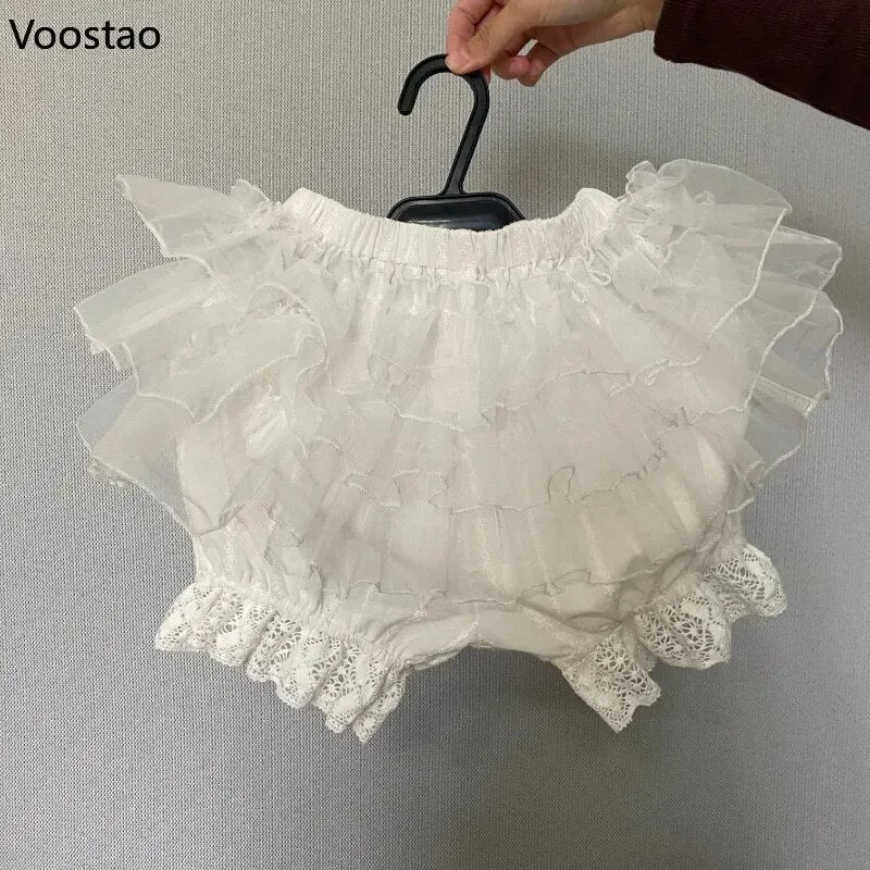 Kawaii Lolita Safety Short Pants Japanese Women Gothic Y2k Mesh Fluffy Shorts Petticoat Underpants Girls Princess JK Bloomers