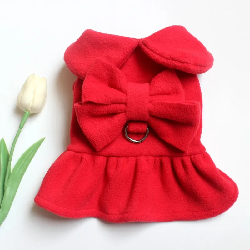 Princess Dog Christmas Bow Skirt Pets Cat Warm Dog Woolen Dress Vest Coat Puppy Sweater Pet Apparel For Chihuahua Yorkie S-XXL - KAISERINC