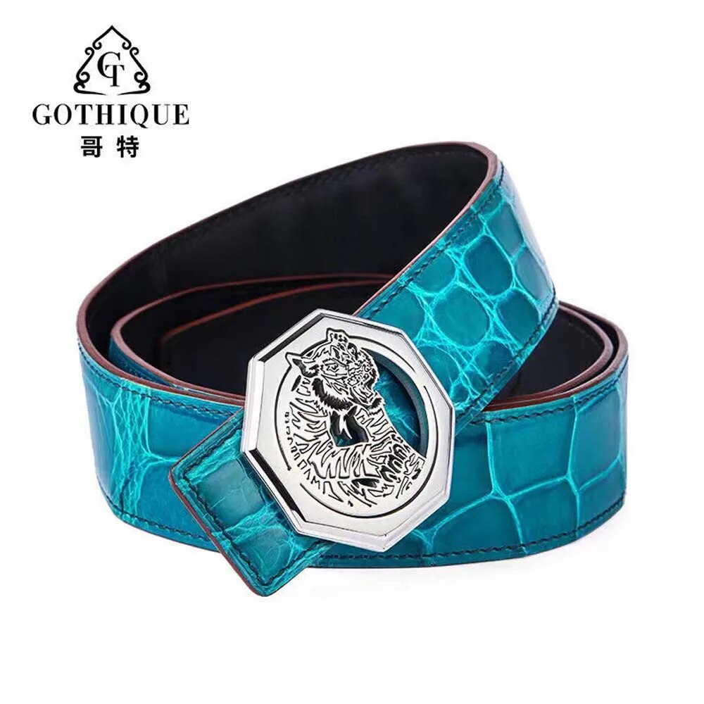 gete new crocodile leather belt  male  Smooth buckle  highlights men crocodile belt business americas alligator leather for male