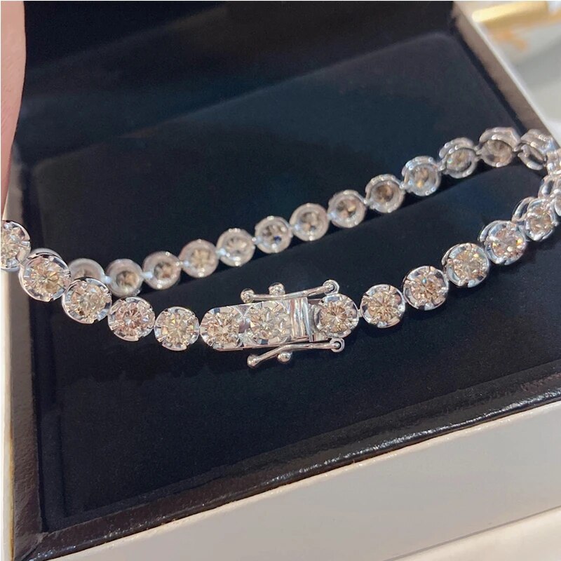 Aazuo Fine Jewelry Real 18K White Gold Natrual Diamond 5.0ct Classic Tennis Bracelets For Woman Upscale Trendy  Engagement Party