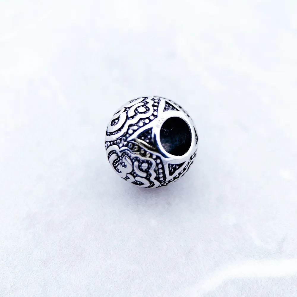 Om Beads,Pure 925 Sterling Silver Yoga Charms Buddhist Buddha DIY Jewelry Accessories Gift