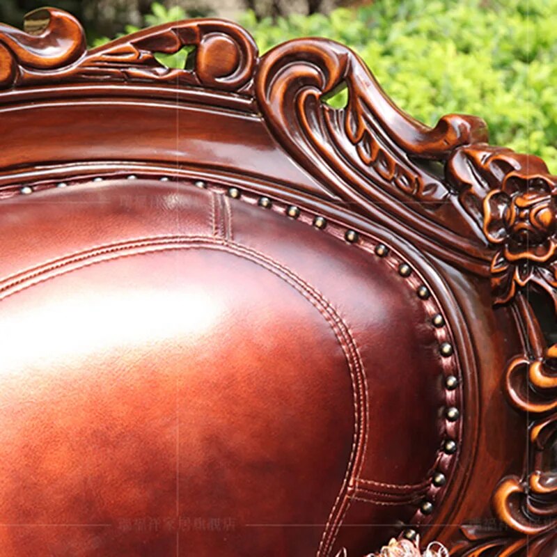 All Solid Wood Leather Sofa Combination European Style Sofas High-end Luxury Residential Furniture Large Apartment Living Room