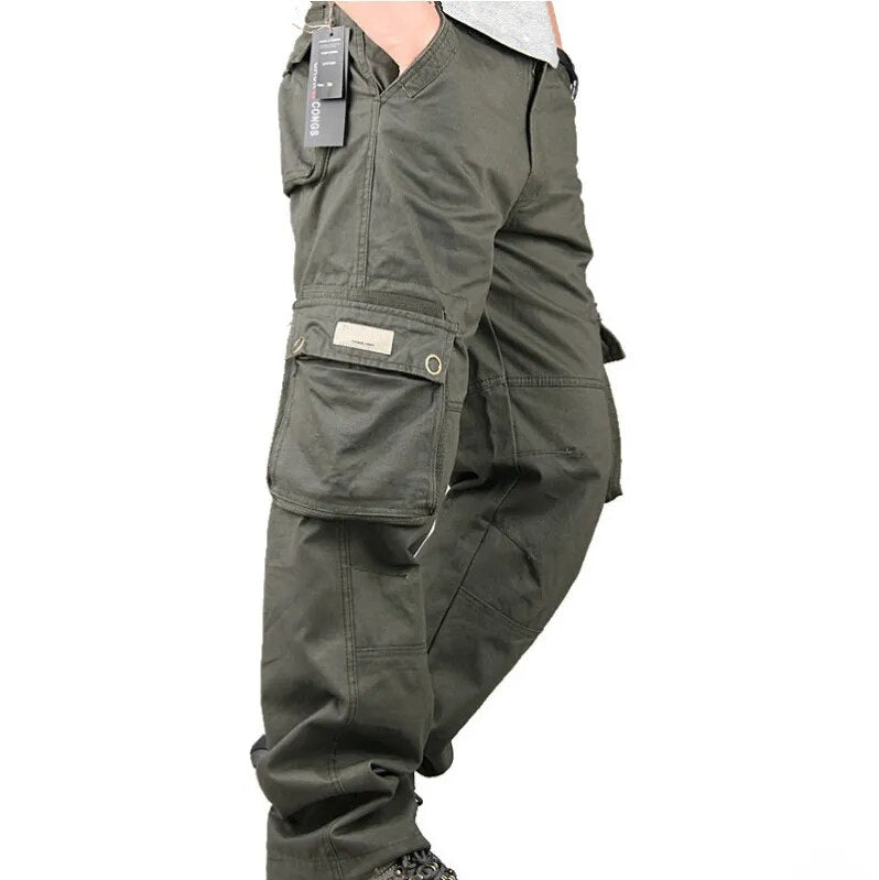 New Pants Men Cargo Trousers Mens Casual Multi Pocket Military Overall Outdoors Loose Long Joggers Army Tactical