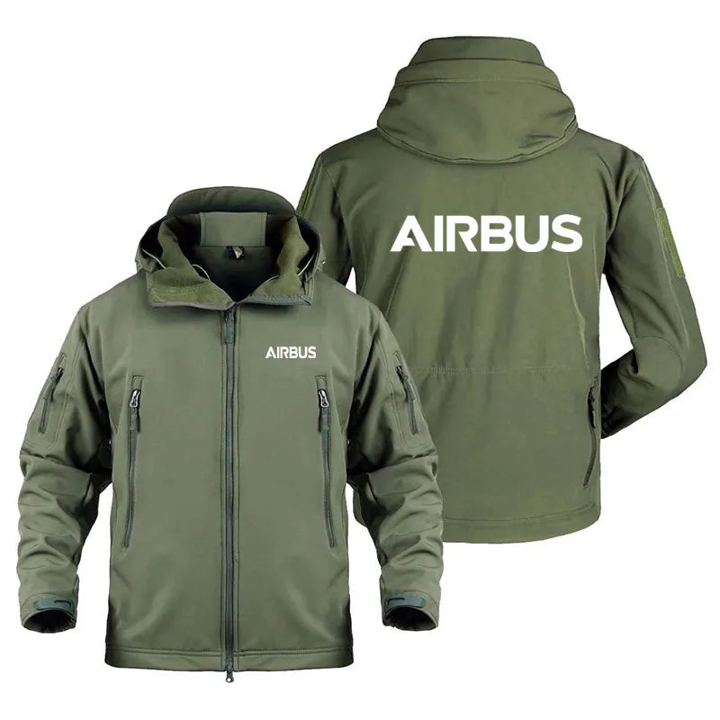 2022 New Autumn Winter Fleece Warm Multiple Pockets Airbus Zipper Hooded Man Coat Jacket Military Outdoor SoftShell Men Jackets - KAISERINC