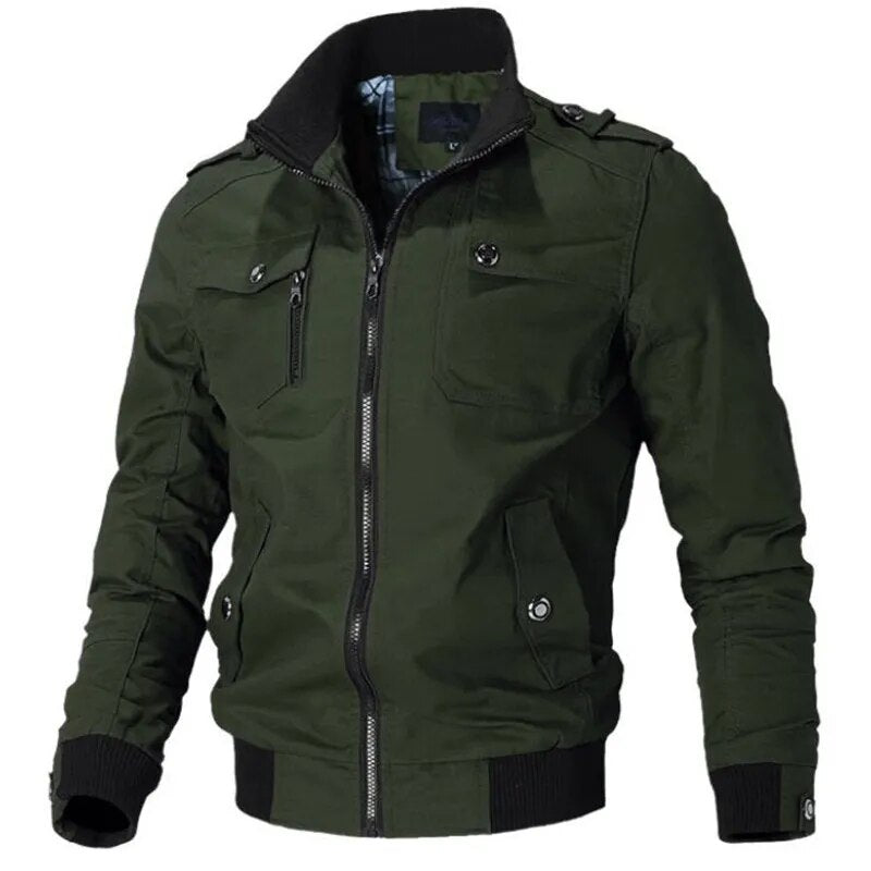 Men Casual Jackets Cotton Washed Coats Military Outdoors Stand Collar Outerwear Jaqueta Masculina Coat Mens Fashion Army Clothes - KAISERINC