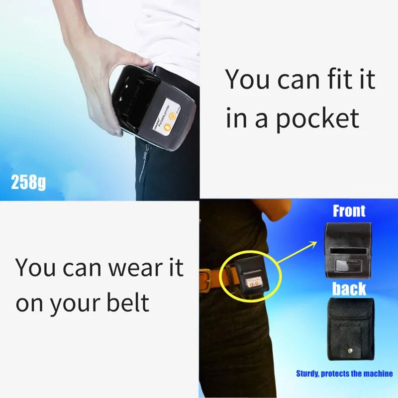 Portable Mini Printer 58mm Bluetooth Thermal Receipts Printers PT210 Mobile Phone PC Pocket Bill Makers Printer Impresora