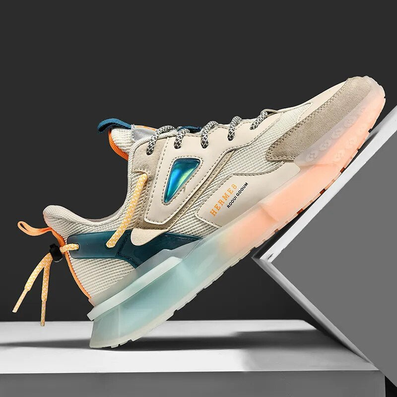 Men's Sneakers Comfortable Casual Shoes Mesh Breathable Sports Non-slip Running Tennis Elastic New Male Shoes Vulcanized Shoes
