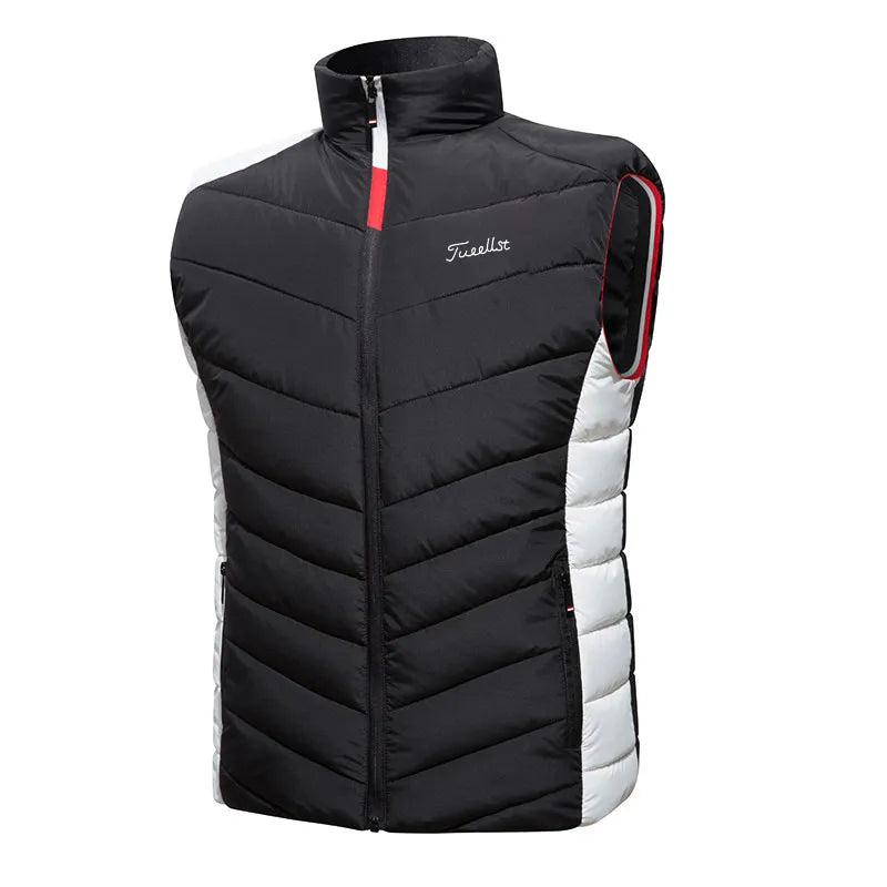 Autumn Winter Golf Jacket Vest for Men Down Cotton Windproof Warm Golf Wear Hooded Waistcoat Men's Fashion Loose Jacket Coats - KAISERINC