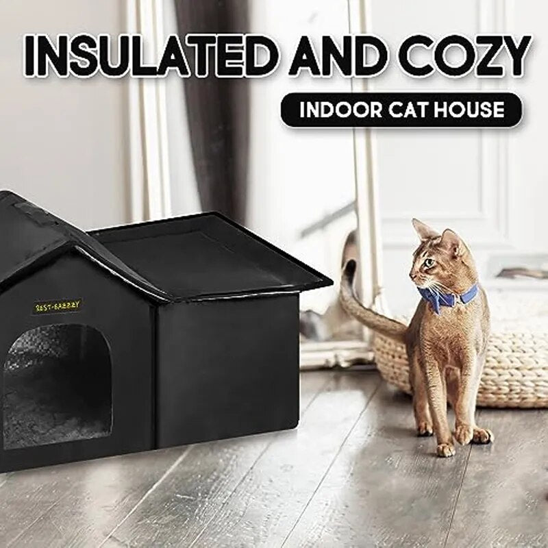 Furrybaby Cat Houses Winter Warm Cat Bed Sleep House Weatherproof Insulated Feral Houses for Outdoor Cats, Easy to Put Together