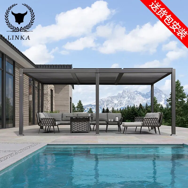 Factory Wholesale Price Gazebos Motorized Louver Adjustable Louvered Roof Aluminum Pergola