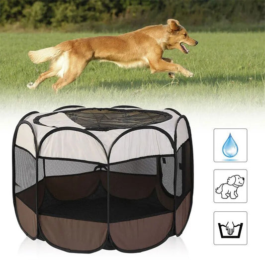 Portable Outdoor Kennels Fences Dog Tent Houses For Dogs Foldable Indoor Puppy Cats Pet Cage Octagon Fence
