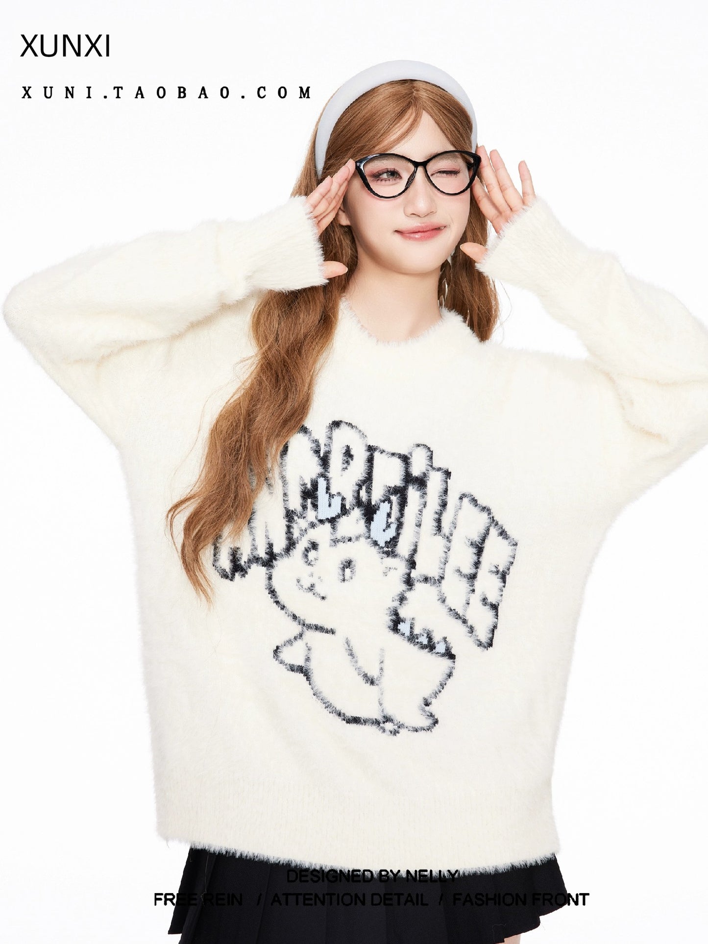 Xunxi Spring and Autumn Loose Mink Sweater