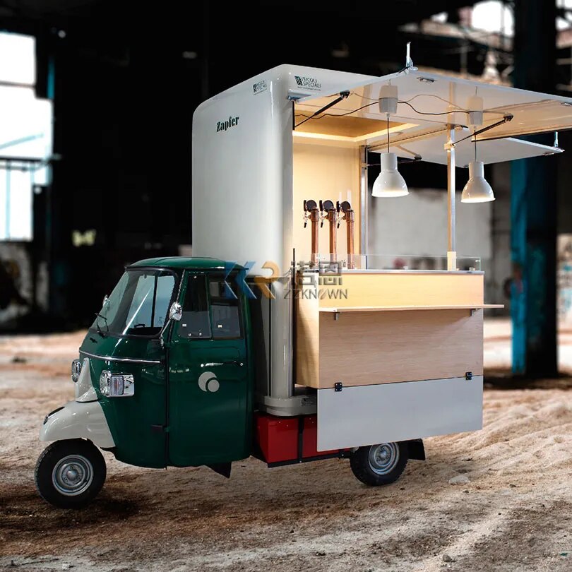 Electric Food Tricycle 3 Wheels Mobile Food Car Kiosk Outdoor Store For Sale Gelato Ice Cream Hot Dog With Freezer Refrigerated