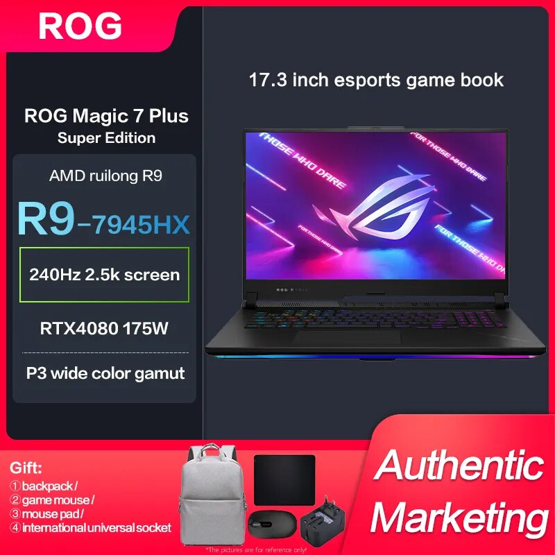 ROG Moba 7PLUS Super Version Strix G733P E-sport Gaming Laptop R9-7945HX RTX4080/4090  2.5K 240Hz 17.3Inch Computer Notebook