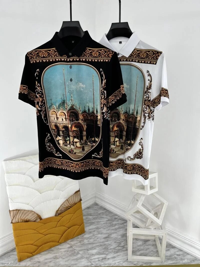 Fashion xc395 Men's Tops & Tees 2022 Runway Luxury European Design Print party style T-Shirts Men's Clothing