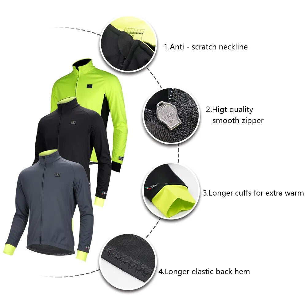 DAREVIE Cycling Jacket Men Winter Thermal Fleece Cycling Jacket Men Women Warm Up Windproof-5~10℃ Hot Windproof Bike Jacket - KAISERINC