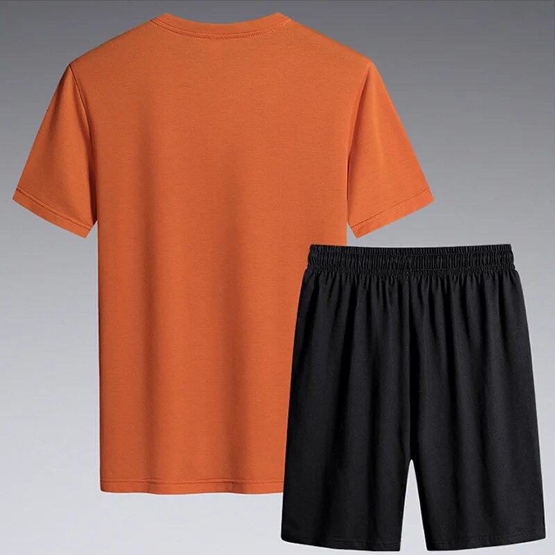 2024 Summer Mens Clothing Hip Hop Men Outfit Set Printed 2 Piece Shorts Breathable Short Sleeve Tshirt