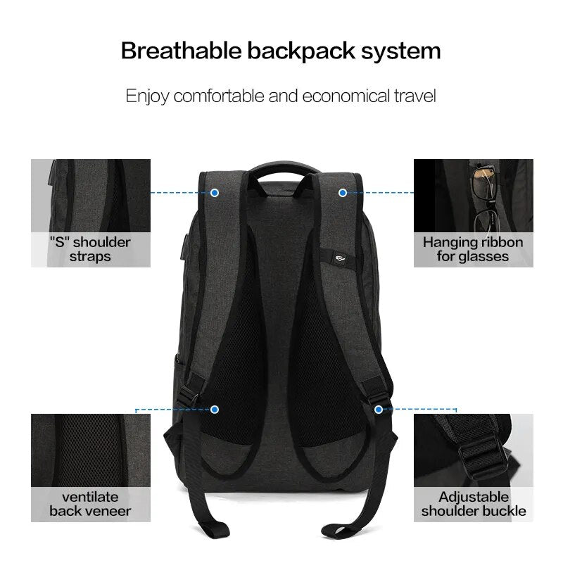 OIWAS 17 Inch Laptop Backpack With USB Charging Men's Backpacks Large Capacity Business Daypack Bookbag For Women Teenage Travel
