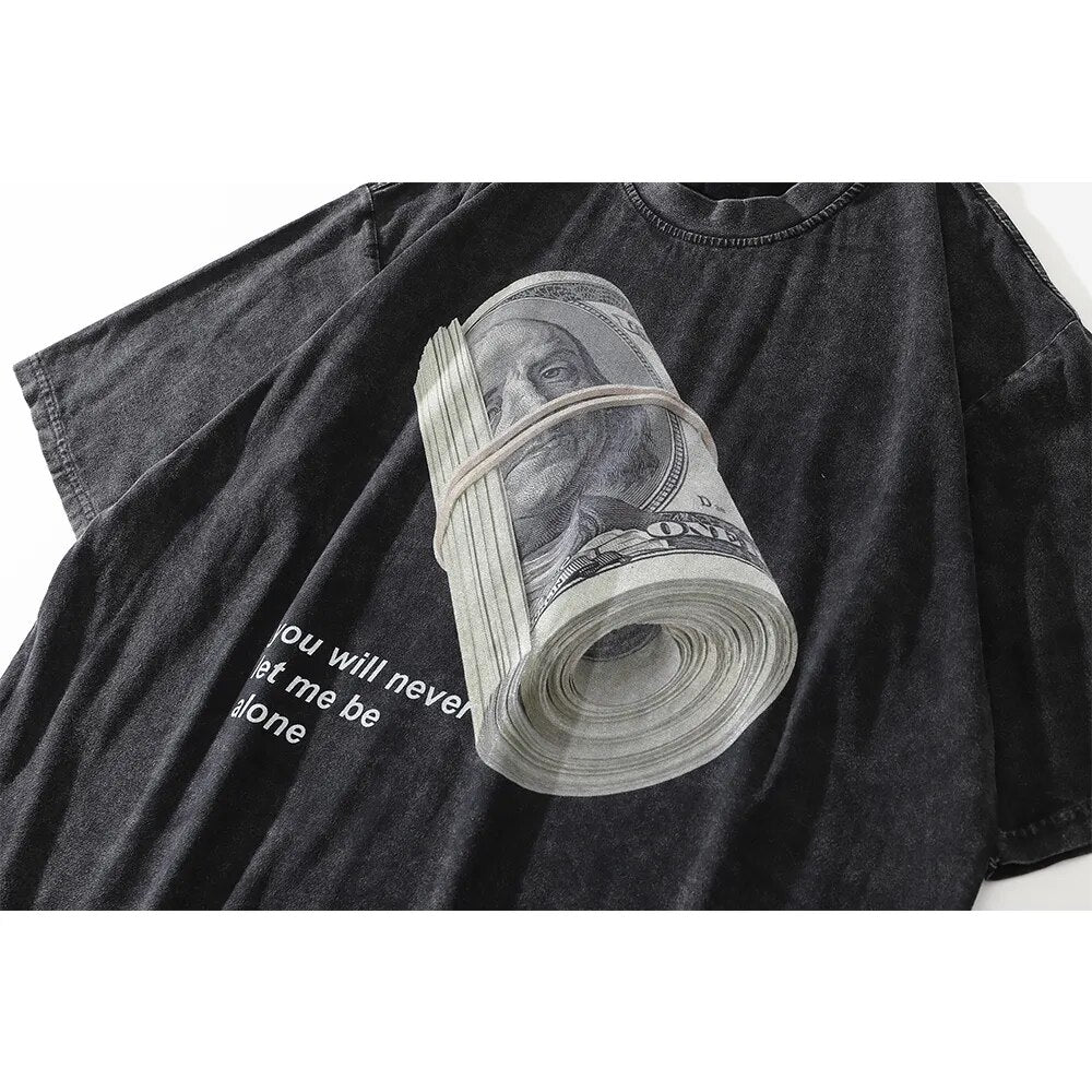 Dark Icon US Dollar Oversized Hip Hop T-shirt Men 2022 Summer Men's Tshirt Cotton Tee Shirts
