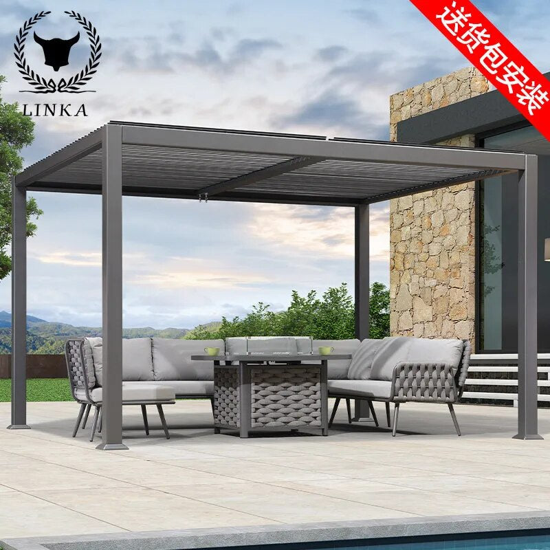 Factory Wholesale Price Gazebos Motorized Louver Adjustable Louvered Roof Aluminum Pergola