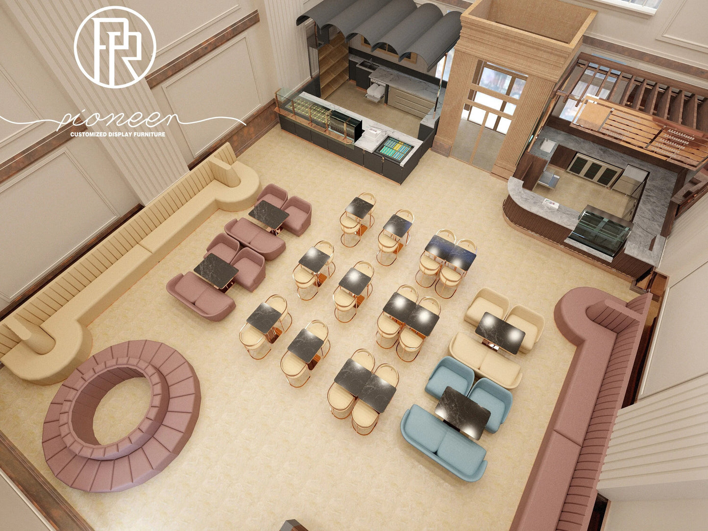 Commercial Mall Coffee Kiosk Retail Cafe Bar Counter Coffee Shop Furniture with 3D Design