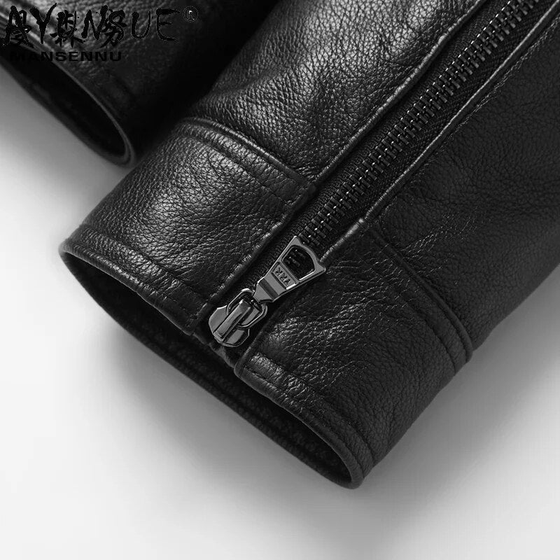 New Men's Genuine Cowhide Leather Jacket Men Clothing Autumn Clothes Winter Jackets Mens Zipper Coat Hommes Veste LXR957