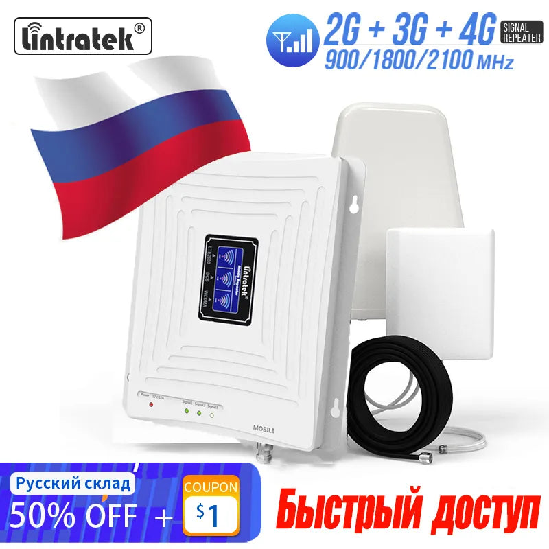 Lintratek 2g 3g 4g Cellular Signal Booster GSM 900 1800 2100 GSM WCDMA UMTS LTE Cellular Repeater Band3 Mobile Phone Amplifier