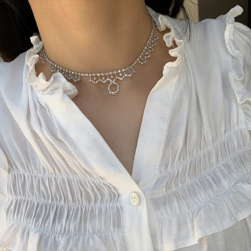 Aazuo 18K White Gold Tennis Necklace For Woman&Lady Glamorous Elegant Sparkling Diamonds 4.6ct Luxury High Class Banquet