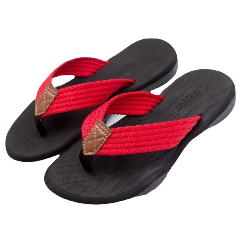 Q182 new summer Southeast Asia leisure trend men's rubber thick-soled pinch herringbone beach slippers denim spot